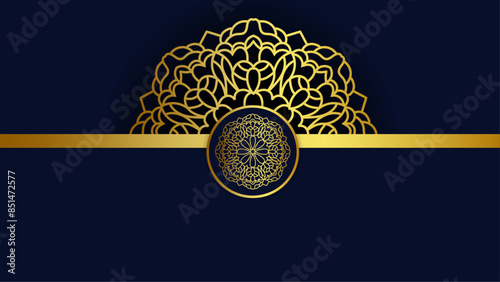Mandala gold and navy background. Elegant vibes banner template