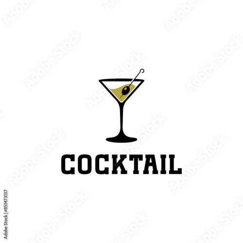 Creative logo cocktail glass vector illustration
