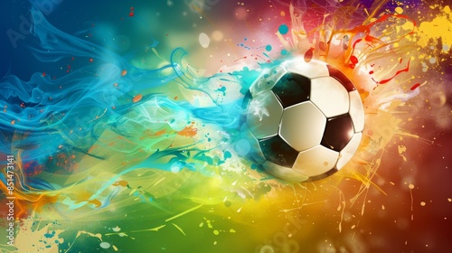 Colorful abstract soccer background. Soccer poster. Football background. Football poster