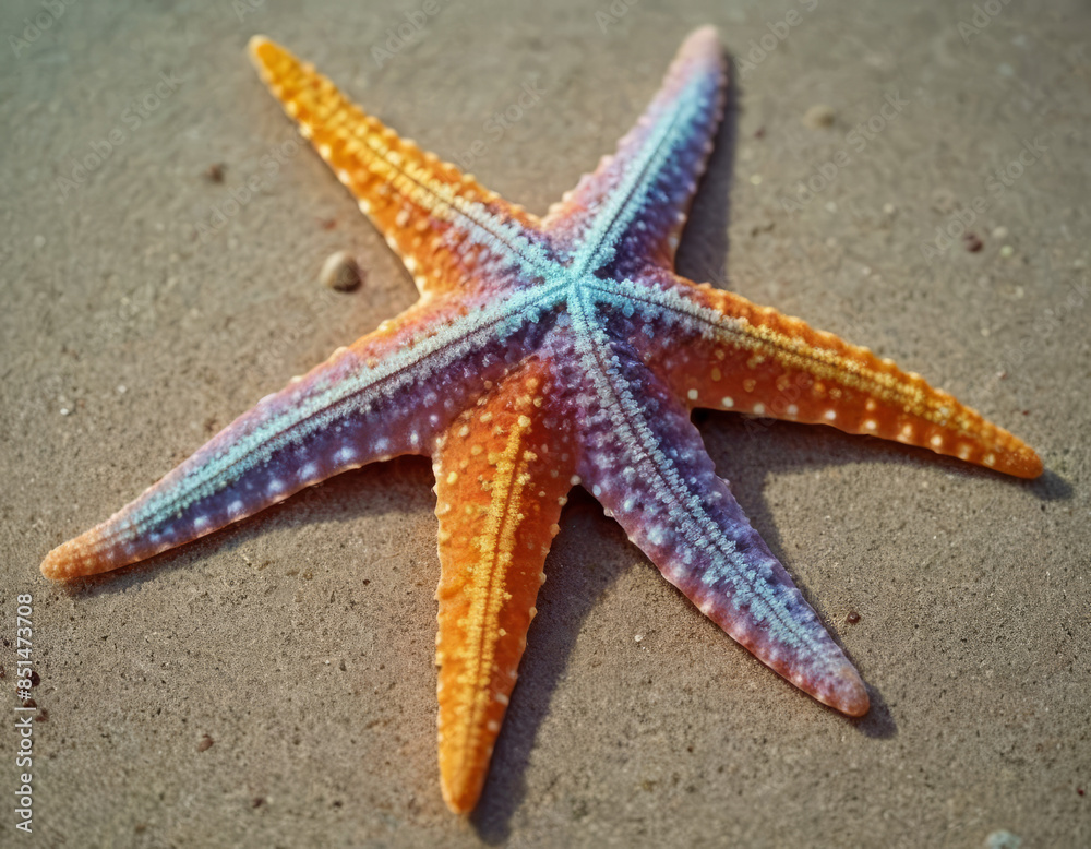 Una stella marina viola, adagiata sulla spiaggia e illuminata dal sole.
Una stella marina viola, adagiata sulla spiaggia e illuminata dal sole.