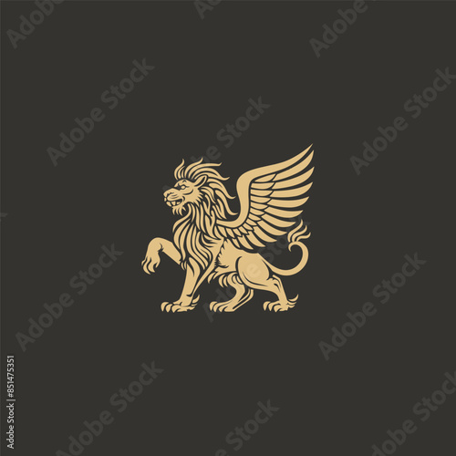 winged lion or griffin design vector illustration