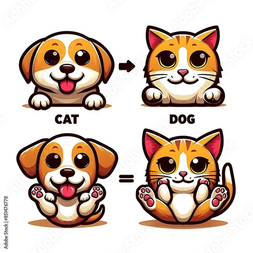 A cartoon of a dog design drawing graphic and cat design drawing graphic accessible eyecatching highquality accessible.