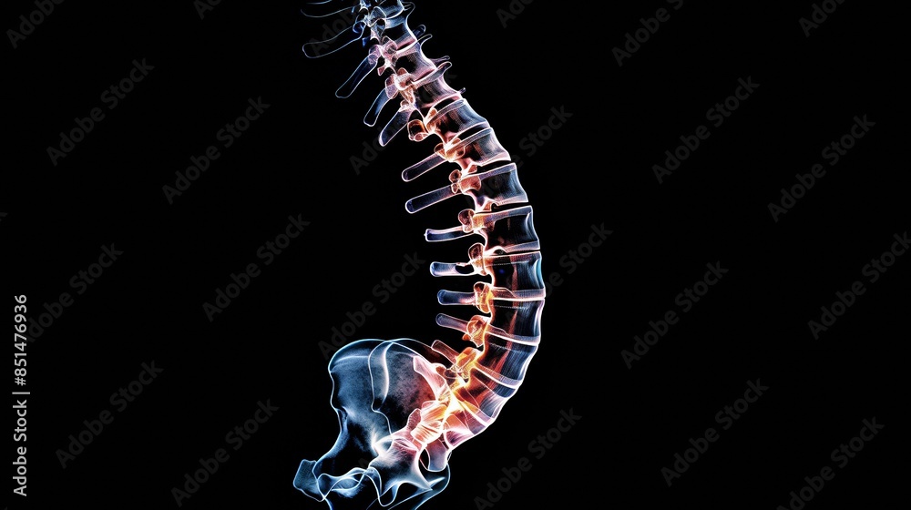 An X-ray image of a spine shows common injuries, stressing the importance of maintaining spinal health. An X-ray image of a spine shows common injuries, stressing the importance of maintaining spinal health.