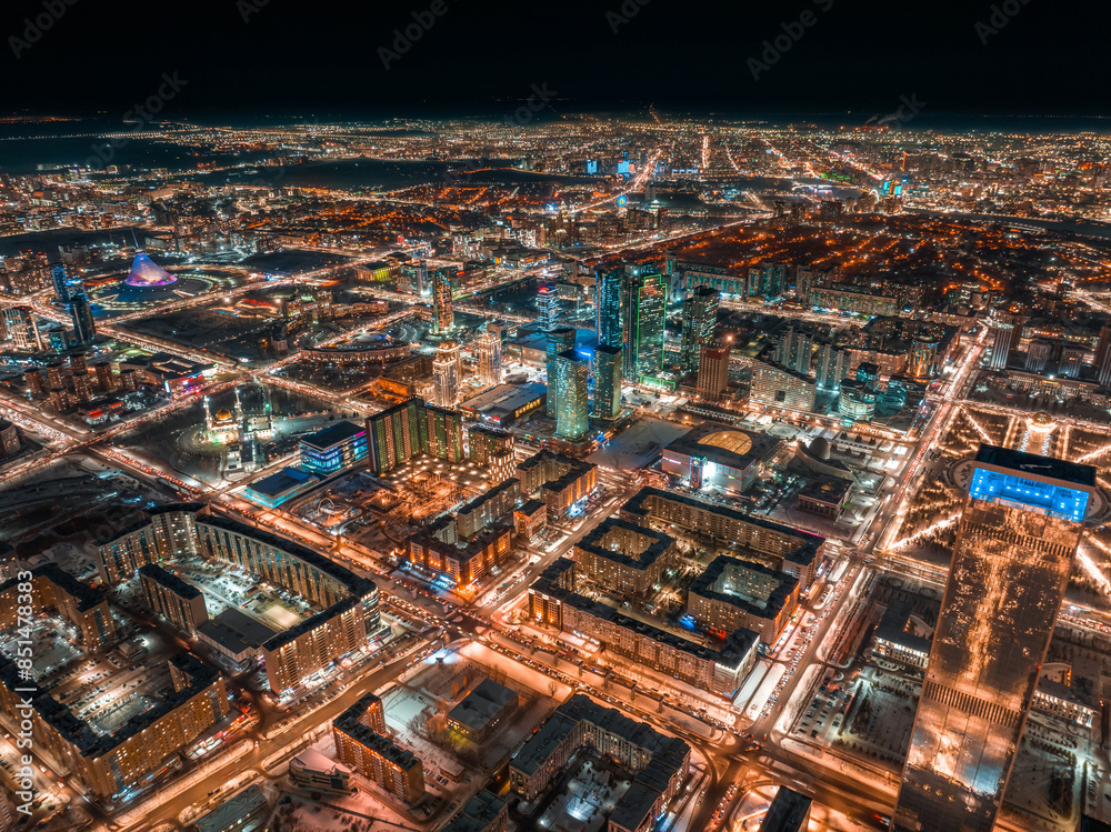 Fototapeta premium Astana Cityscape Night View