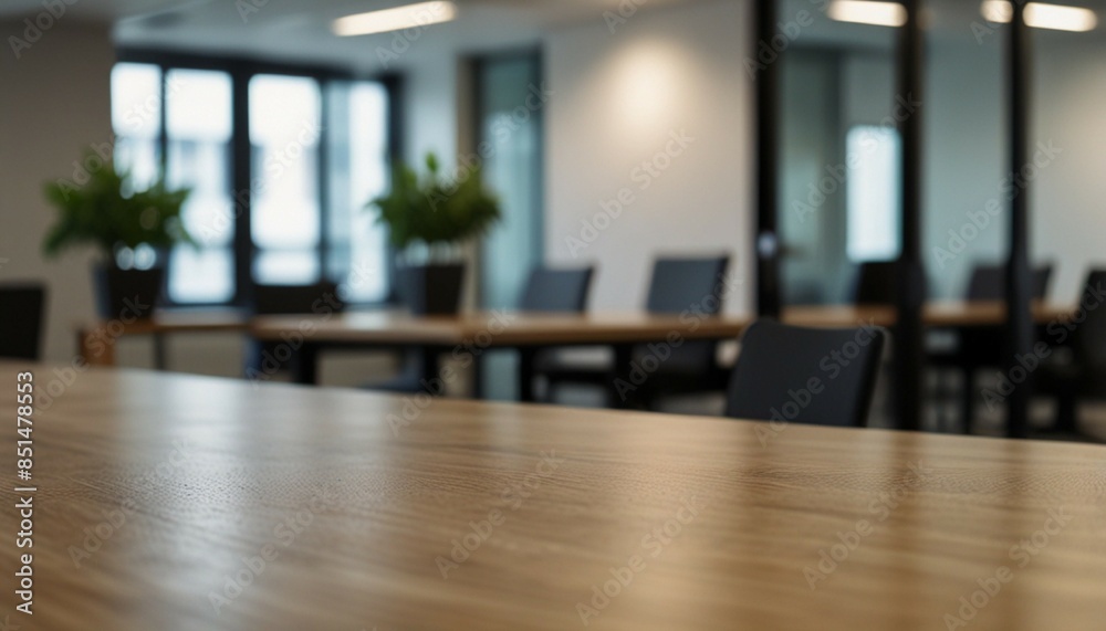 Plain blur view of table. In modern office workplace.. generative ai Plain blur view of table. In modern office workplace.. generative ai