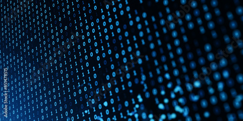 Bilde på lerret Digital binary code on a dark blue background, concept of internet, data, and cybersecurity