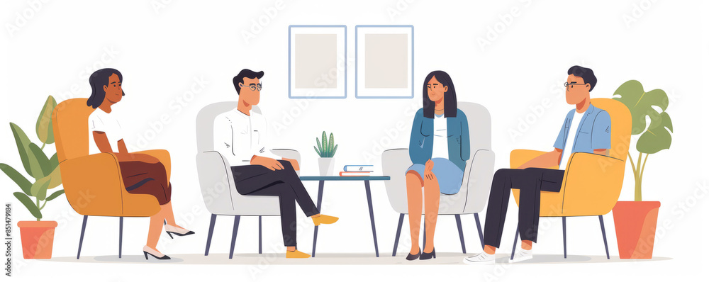 A psychologist conducting therapy sessions with clients, providing support and guidance. A psychologist conducting therapy sessions with clients, providing support and guidance.