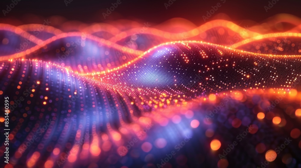 Interconnected Gradient Wave Lines - Abstract Social Network Technology Concept Interconnected Gradient Wave Lines - Abstract Social Network Technology Concept