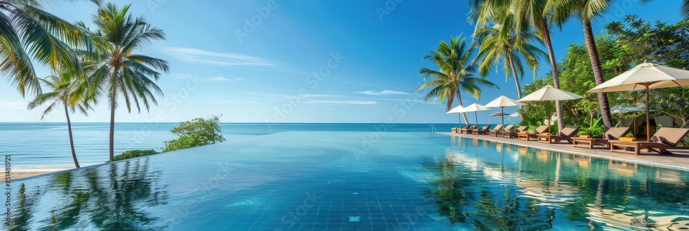 Fototapeta premium Luxury Resort Pool with Ocean View