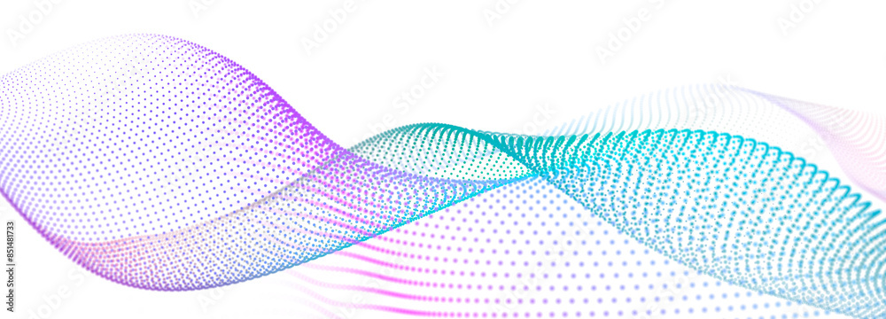 Colorful wave of streaming particles on a white background. Abstract background with dynamic elements of waves. 3d Colorful wave of streaming particles on a white background. Abstract background with dynamic elements of waves. 3d