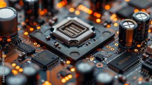 Close-Up Illustration of an Electronic Circuit Board