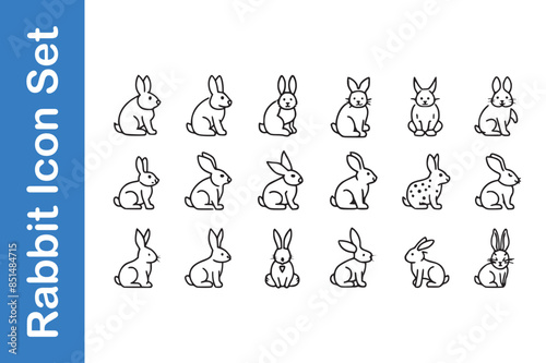 Rabbit line icon set with editable vector collections.
