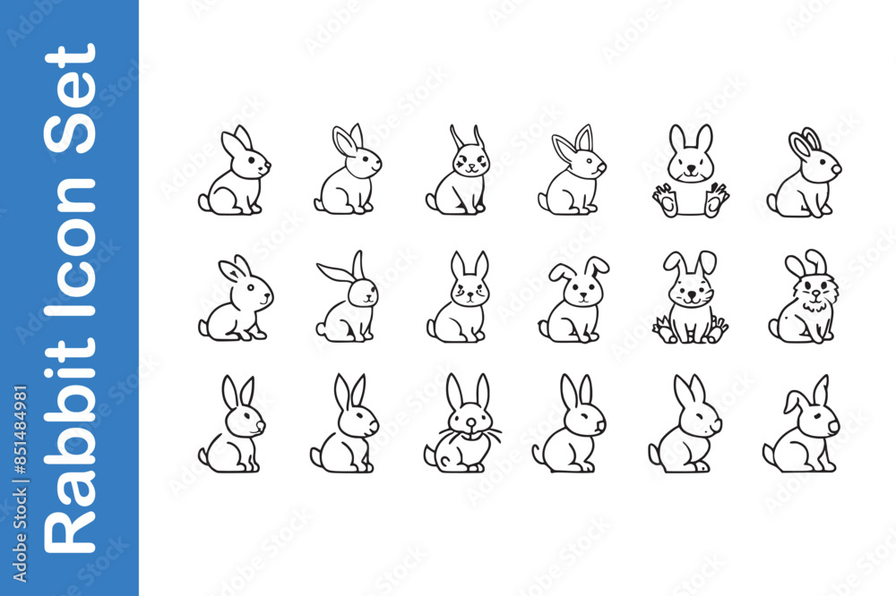 Rabbit line icon set with editable vector collections. Rabbit line icon set with editable vector collections.