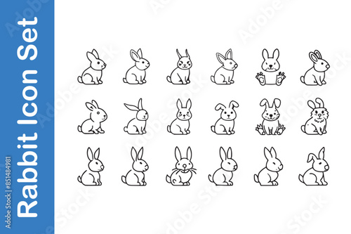 Rabbit line icon set with editable vector collections.
