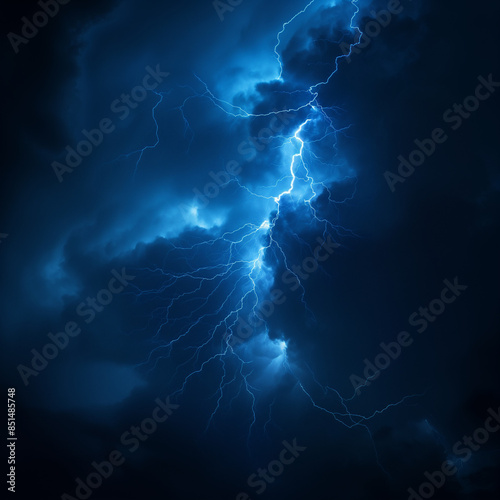 Lightning on blue lightning in sky, blue lightning, light effects, light, glowing lines, electric energy, vibrant light, intense lightning, sky electricity , high contrast, electric storm