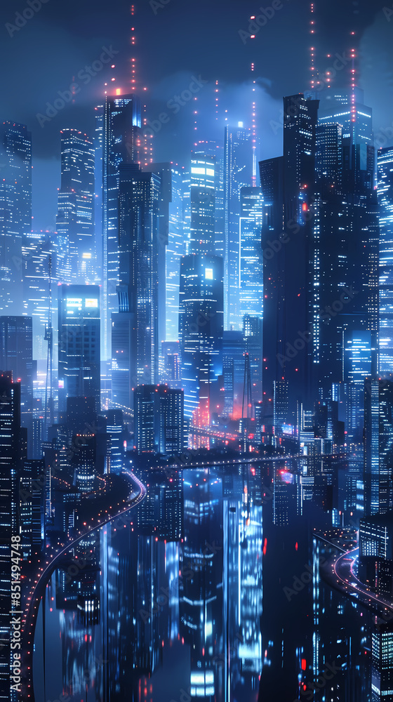 custom made wallpaper toronto digital3D rendering of futuristic cityscape