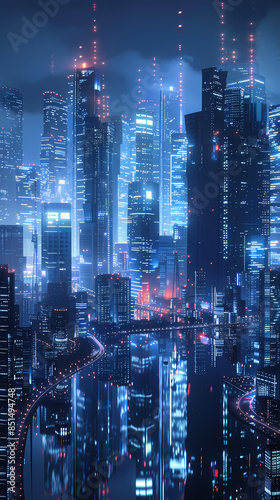 Wallpaper Mural 3D rendering of futuristic cityscape Torontodigital.ca