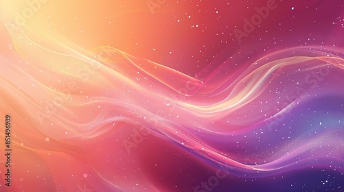 The image is an abstract painting with a colorful gradient background. The colors are pink, purple, orange, and yellow. The painting has a soft and dreamy feel to it.