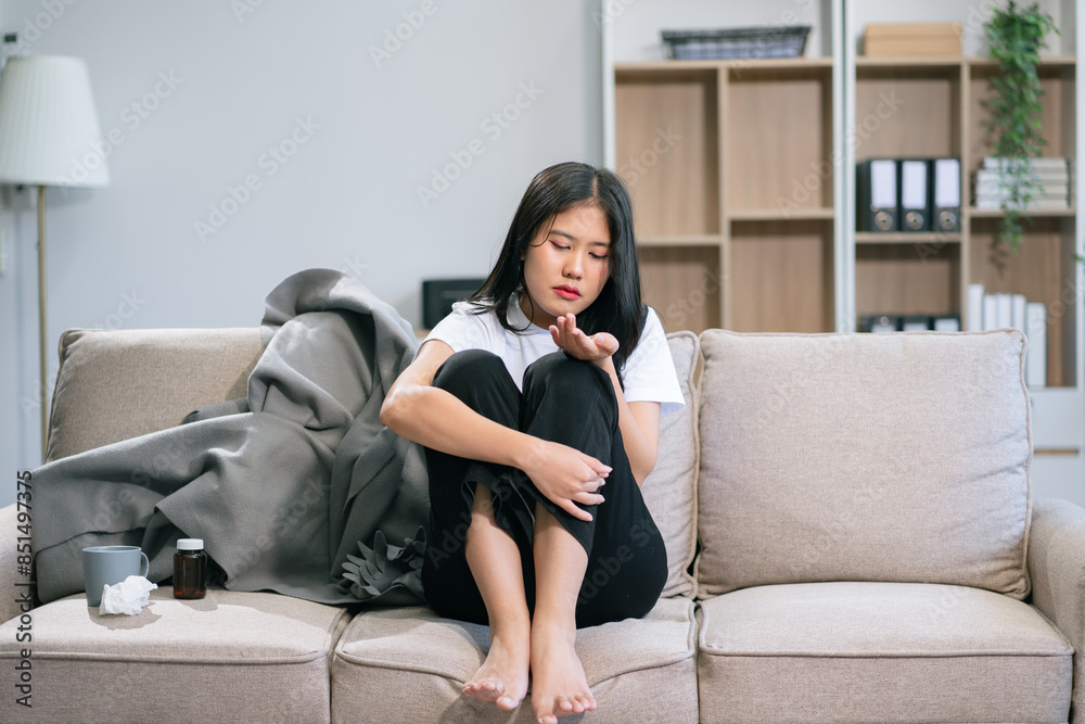 Obraz premium Woman feeling sick, health care concept.