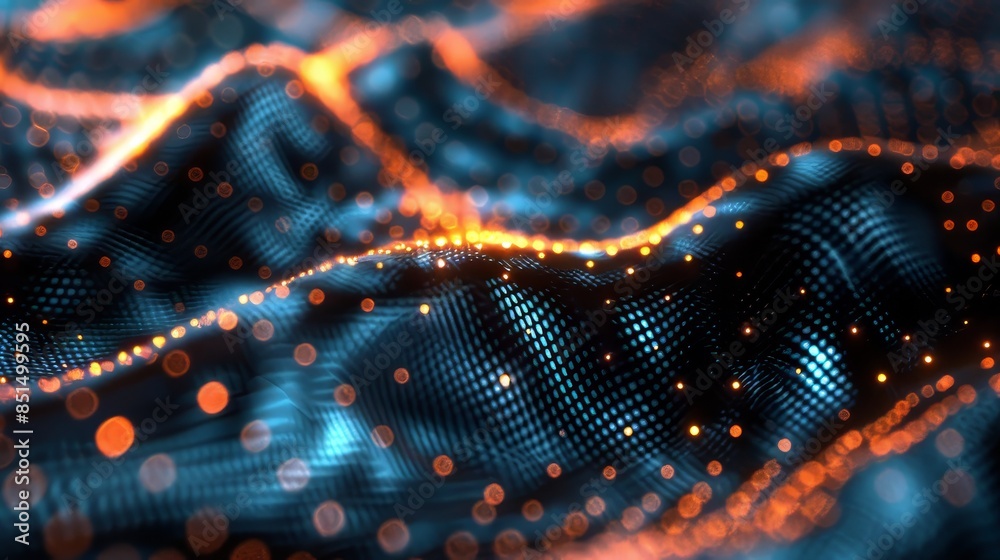 Abstract Digital Landscape With Orange Glows Abstract Digital Landscape With Orange Glows