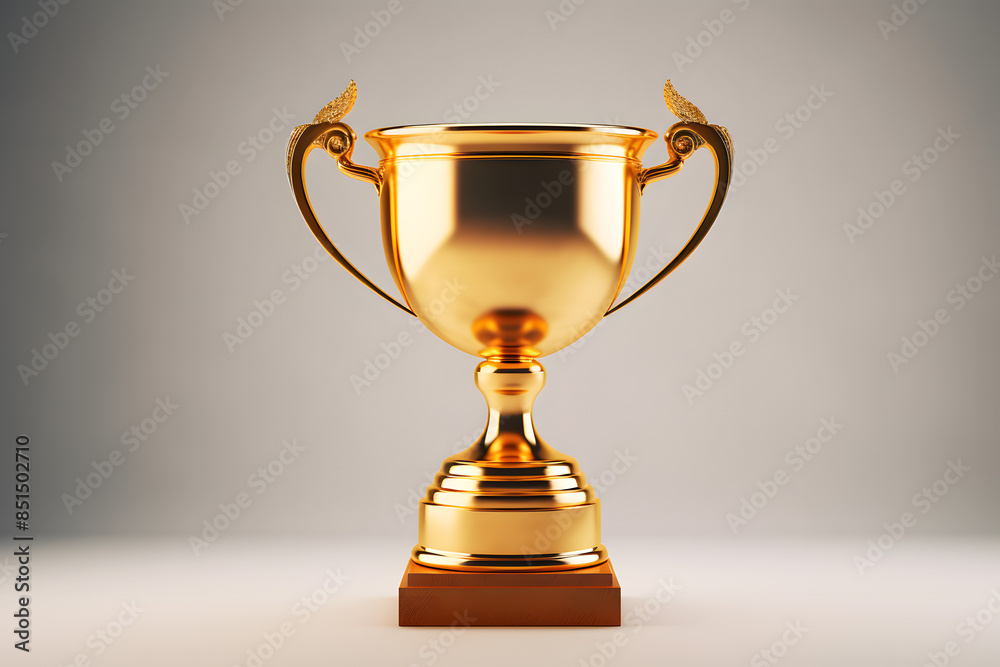 Golden trophy cup isolated on white background