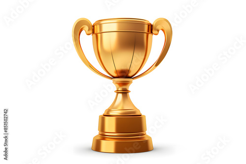Golden trophy cup isolated on white background