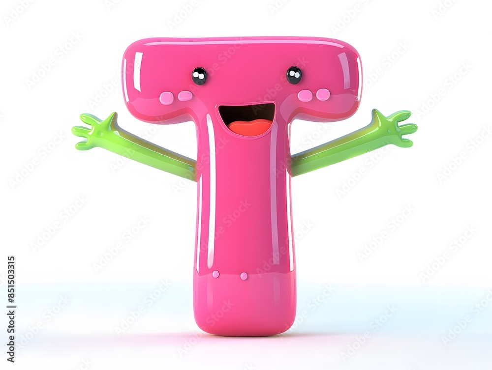 English alphabet in cute cartoon character in lively emotion	
