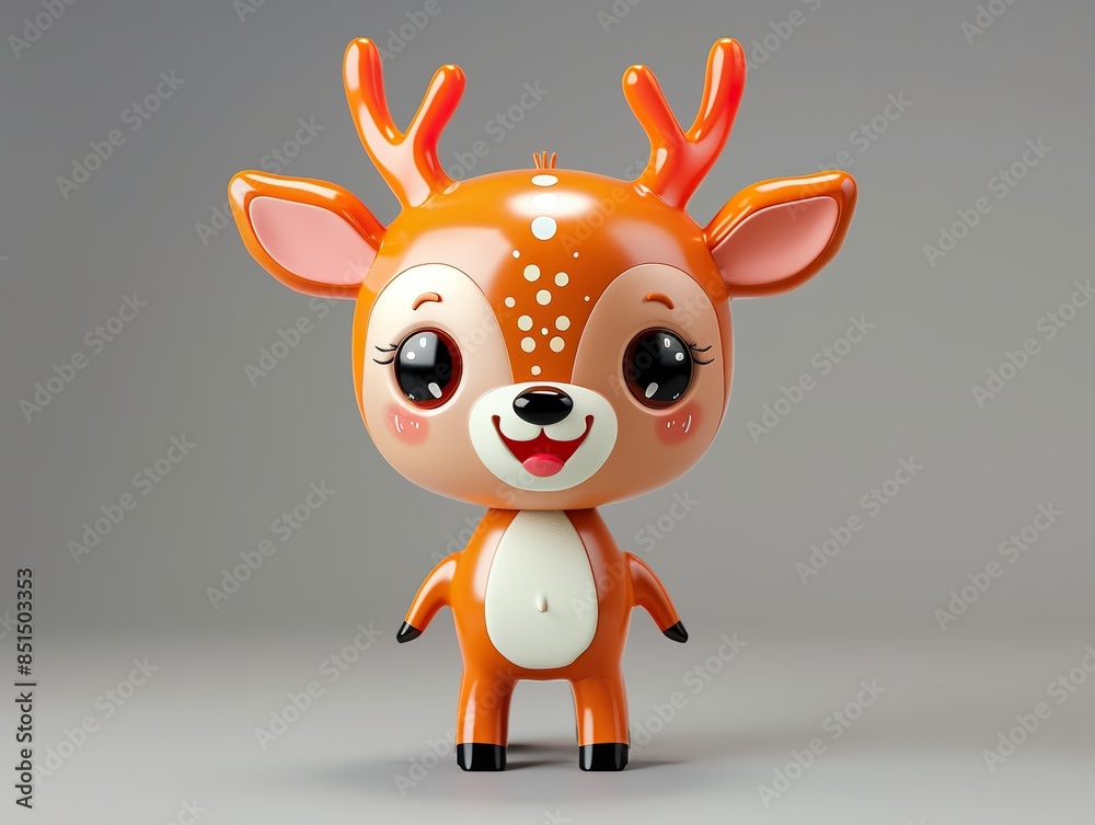3D Super cute deer toy, big watery eyes, standing form, super minimalist, fantastic, happy 3D Super cute deer toy, big watery eyes, standing form, super minimalist, fantastic, happy