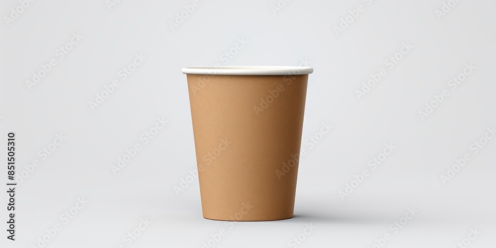 Craft Paper Coffee Cup On White Background. Sustainability Concept. Disposable Beverage Container. Generative AI Craft Paper Coffee Cup On White Background. Sustainability Concept. Disposable Beverage Container. Generative AI