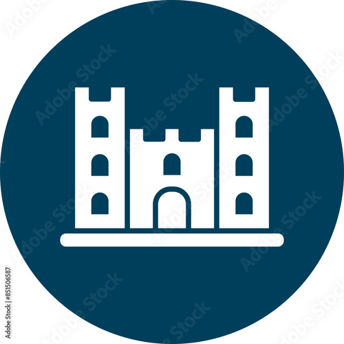 Sand Castle Glyph Circle Icon