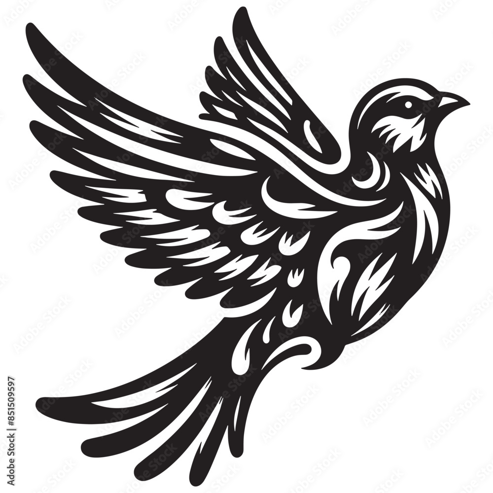 Fototapeta premium The bird Silhouette Vector Illustration White Background