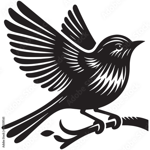 The bird Silhouette Vector Illustration White Background