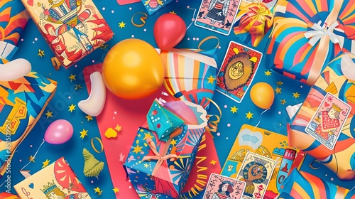 Whimsical Tarot Inspired Birthday Party Decor in Vibrant Fantasy Infused Pattern