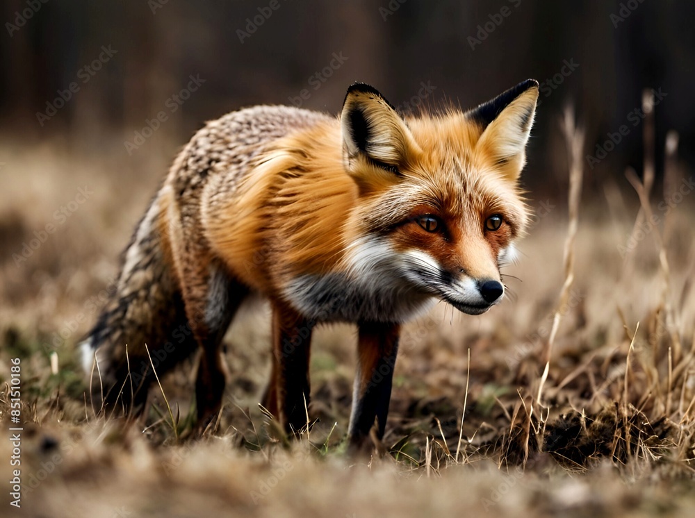 A cunning fox stalking its prey A cunning fox stalking its prey