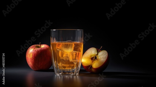 Apple cider vinegar and fresh red apple