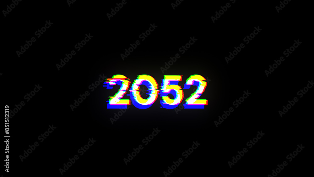 3D rendering 2052 text with screen effects of technological glitches 3D rendering 2052 text with screen effects of technological glitches