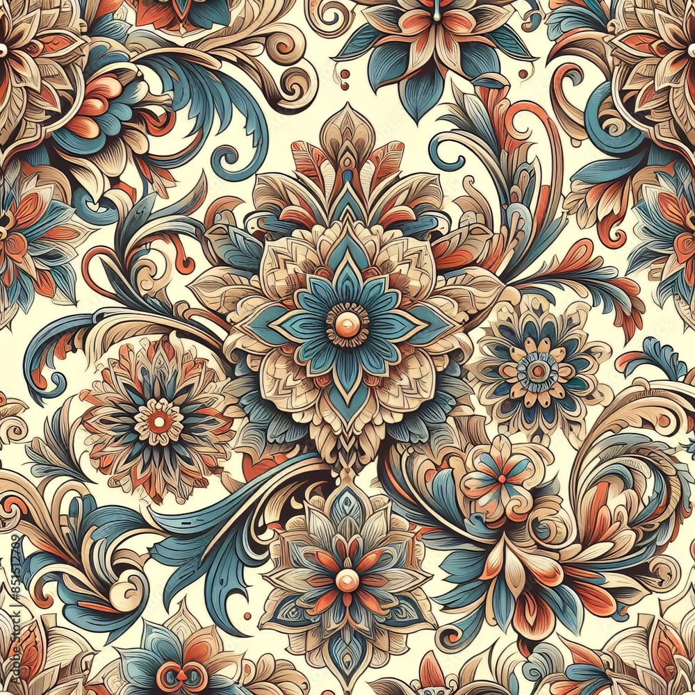 A Meticulously Detailed Mandala Depicts a Circular Tapestry of Flowers, Each Petal Precisely Placed and Intertwined to Form a Mesmerizing Design illustrations vector generative ai A Meticulously Detailed Mandala Depicts a Circular Tapestry of Flowers, Each Petal Precisely Placed and Intertwined to Form a Mesmerizing Design illustrations vector generative ai