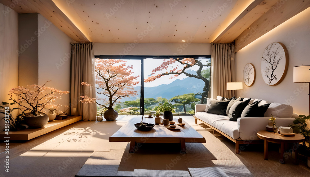 Fototapeta premium Beautiful luxury living room home interior.