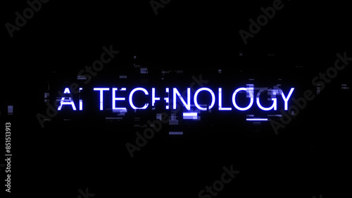 3D rendering Ai technology text with screen effects of technological glitches