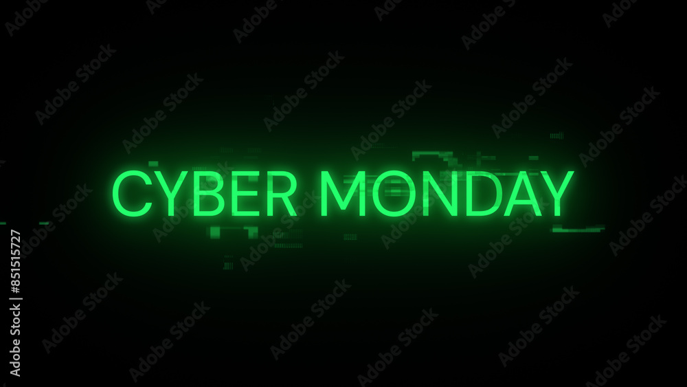 3D rendering cyber monday text with screen effects of technological glitches 3D rendering cyber monday text with screen effects of technological glitches