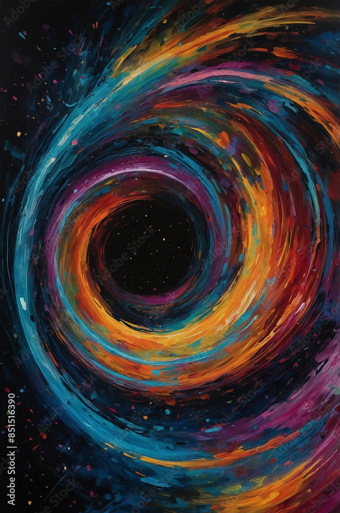 Obraz premium Black Hole, Vibrant Cosmic Vortex with Abstract Space Background