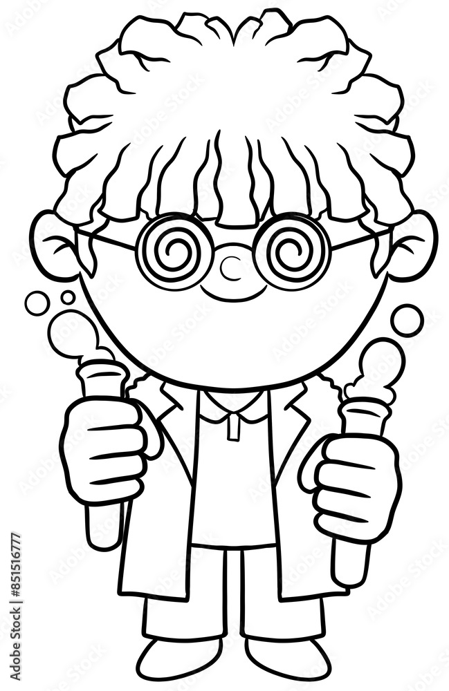Illustration of Cartoon scientist Dream Career and Inspiration for coloring page Illustration of Cartoon scientist Dream Career and Inspiration for coloring page
