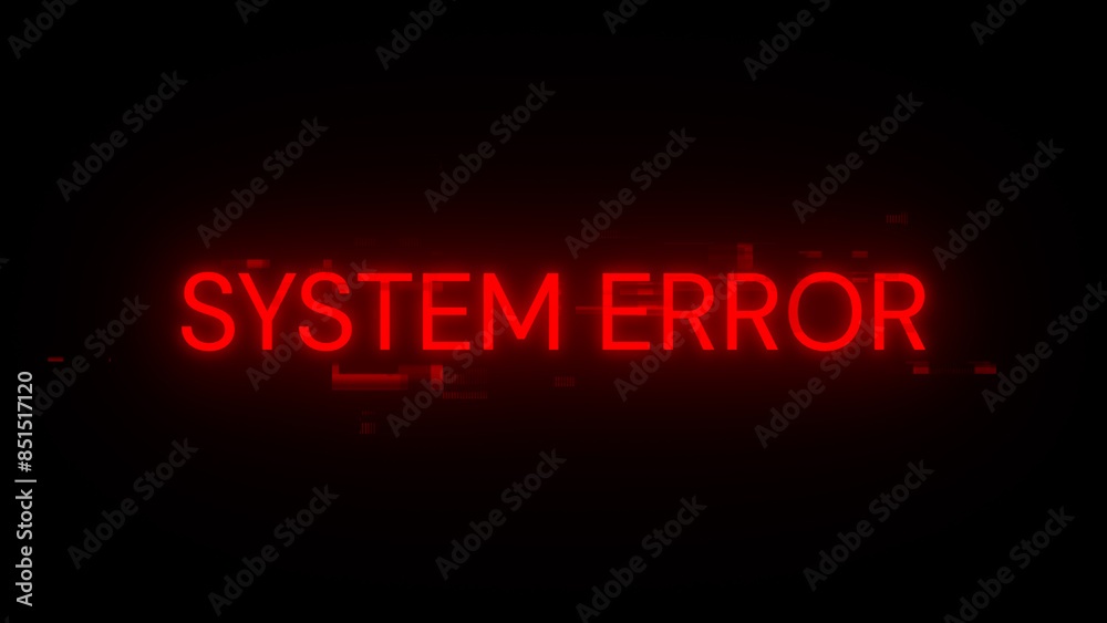 3D rendering System error text with screen effects of technological glitches 3D rendering System error text with screen effects of technological glitches