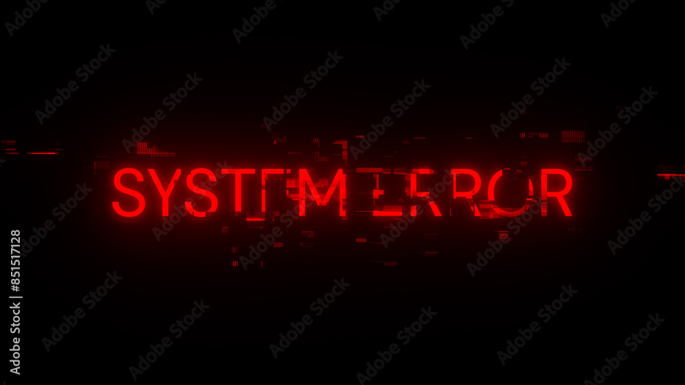 3D rendering System error text with screen effects of technological glitches 3D rendering System error text with screen effects of technological glitches
