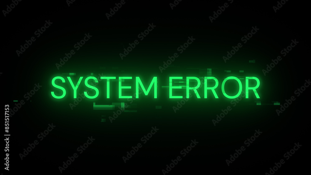 3D rendering System error text with screen effects of technological glitches 3D rendering System error text with screen effects of technological glitches