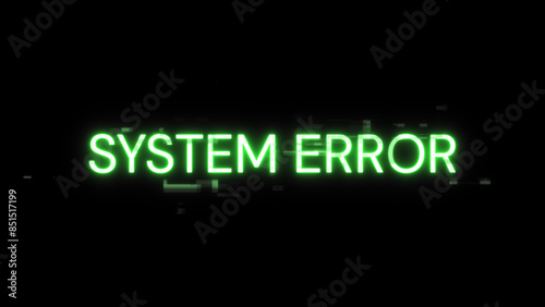 3D rendering System error text with screen effects of technological glitches