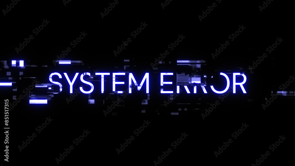 Obraz premium 3D rendering System error text with screen effects of technological glitches