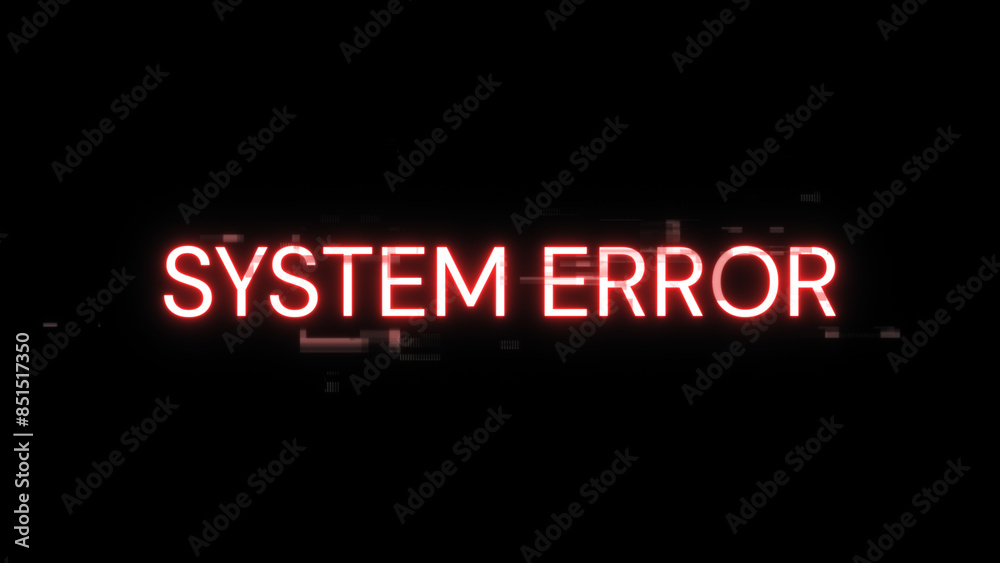 Obraz premium 3D rendering System error text with screen effects of technological glitches
