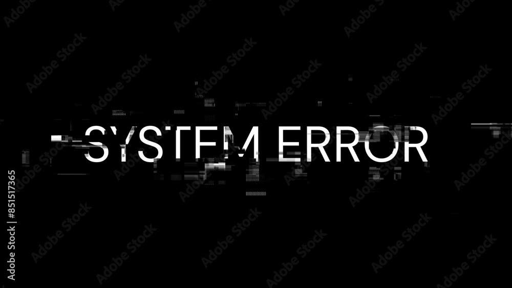 3D rendering System error text with screen effects of technological glitches