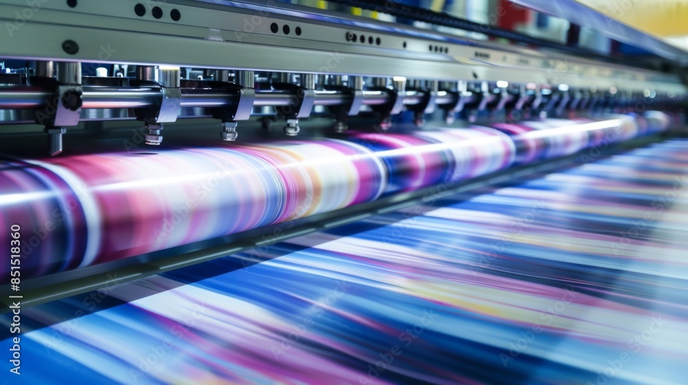 Digital inkjet printer in operation for large format printing. Concept Inkjet Printing, Large Format Printer, Digital Technology, Printing Operations, Graphic Design Digital inkjet printer in operation for large format printing. Concept Inkjet Printing, Large Format Printer, Digital Technology, Printing Operations, Graphic Design